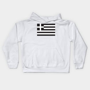 Greece Flag (Black) Kids Hoodie